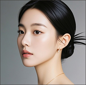 隆鼻手术后整体脸型比例和自然鼻部线条的女性侧面