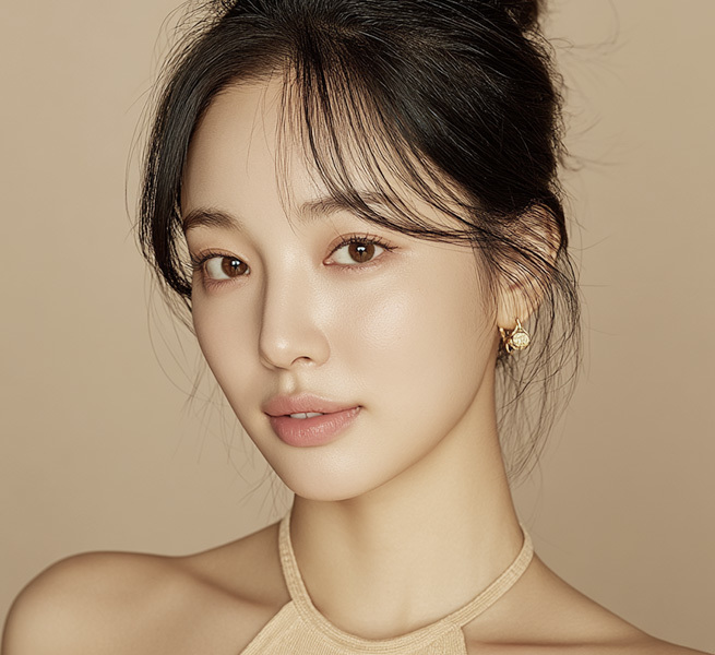 Gambar Q&A Forehead Reduction NANA Plastic Surgery, menampilkan wajah wanita dari tampak depan dengan garis dahi dan hairline yang terlihat lebih rapi dan natural.