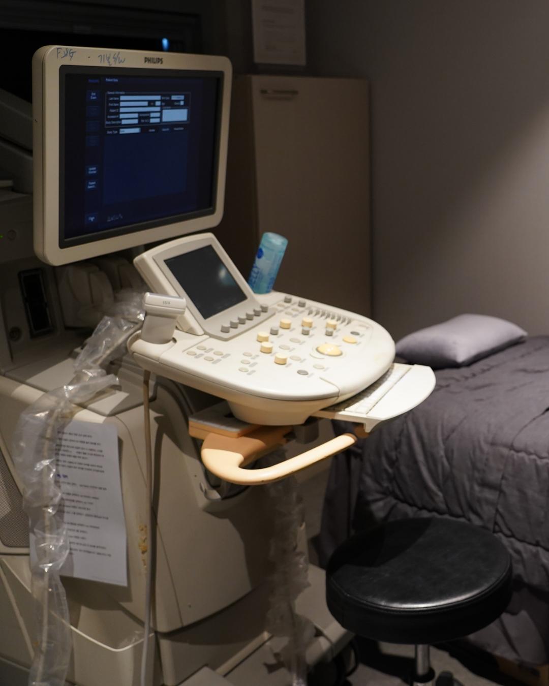 Ultrasound examination room at NANA Plastic Surgery in Cheongdam, Seoul